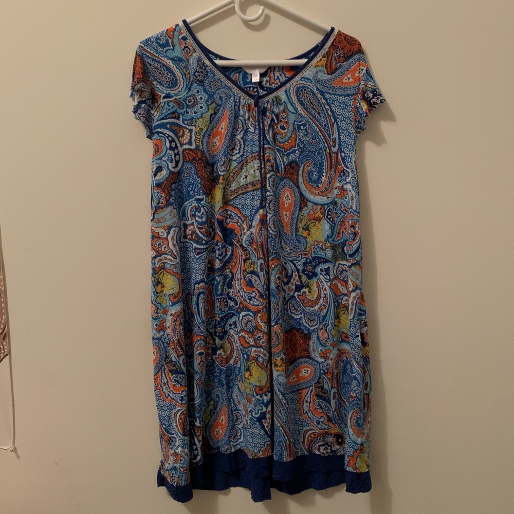 Short Sleeve Paisley Night Gown